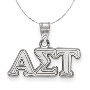 Sterling Silver Alpha Sigma Tau Small Greek Necklace - 24 Inch